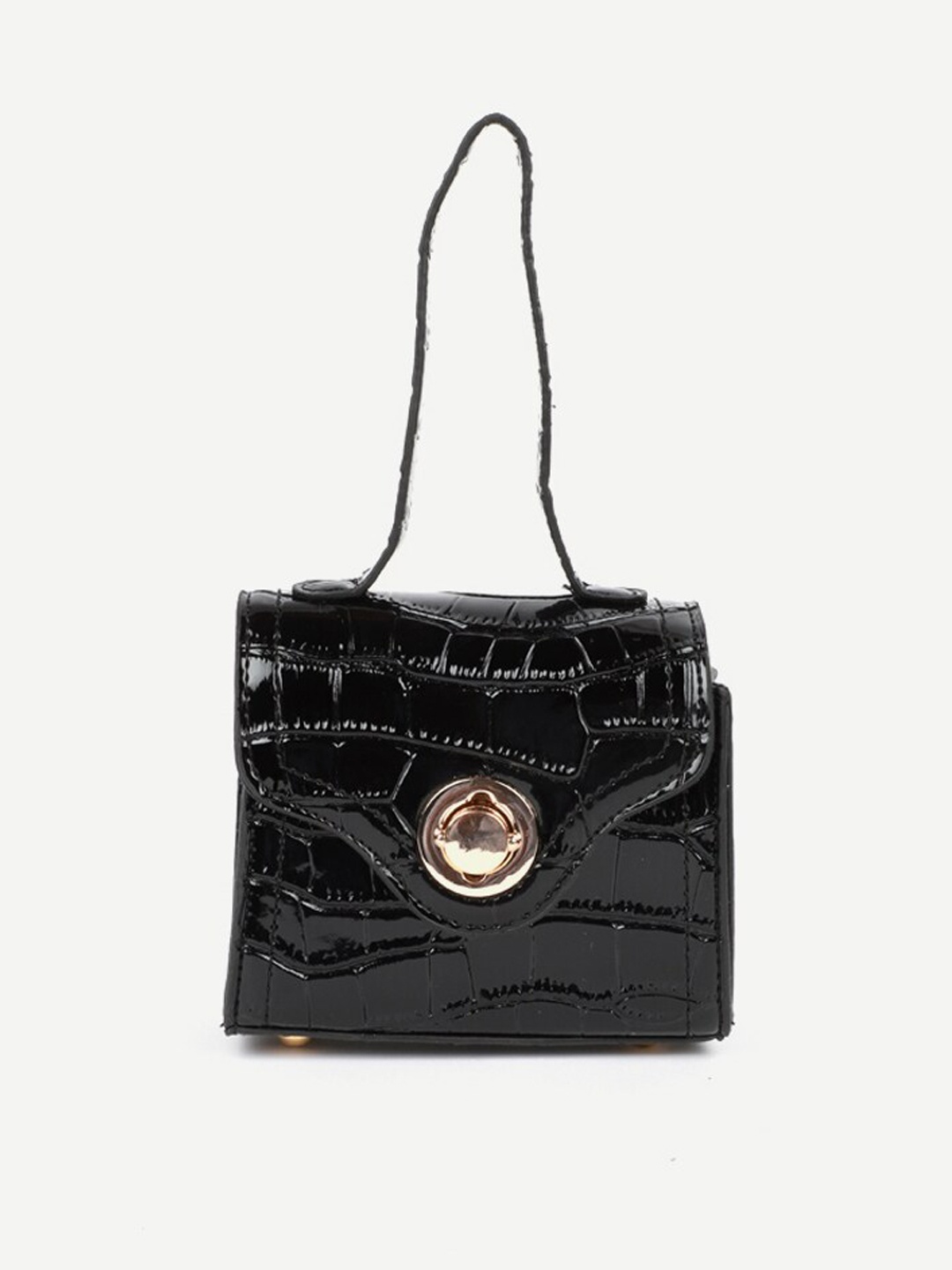 

Carlton London Black Textured Structured Handheld Bag