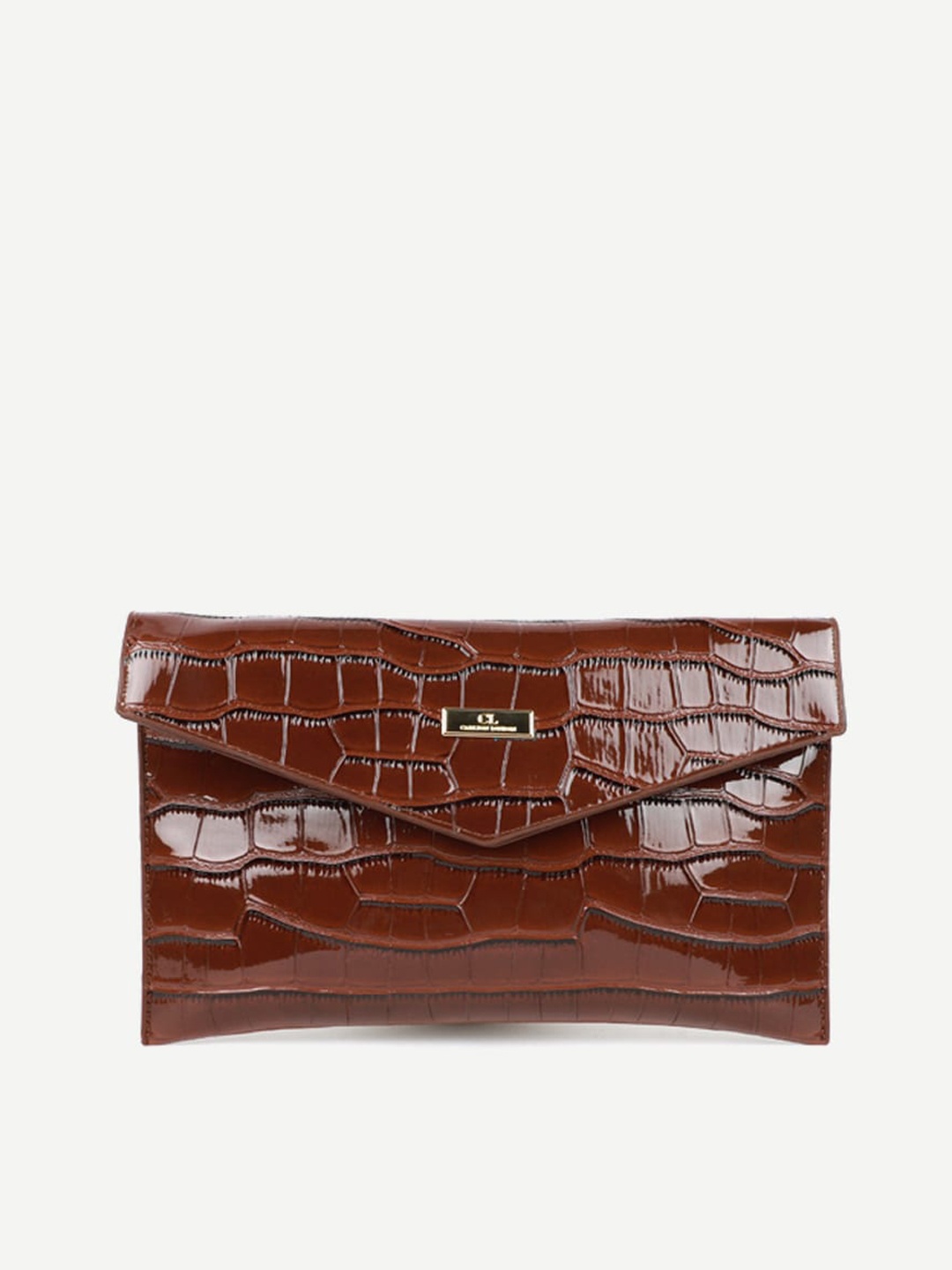 

Carlton London Brown Textured Envelope Clutch