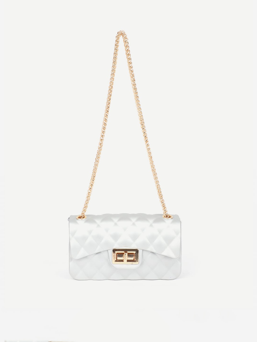 

Carlton London White Structured Sling Bag with Quilted