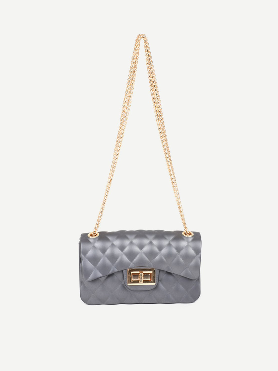 

Carlton London Grey Structured Sling Bag with Quilted
