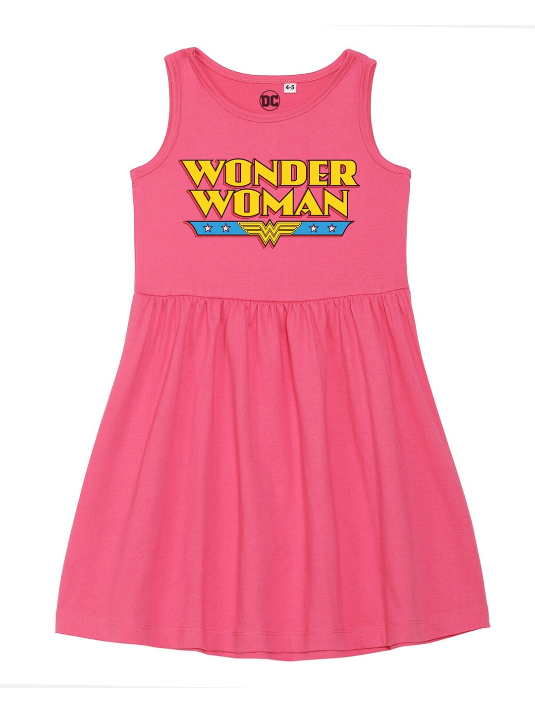 

DC by Wear Your Mind Girls Pink Printed Cotton A-Line Dress