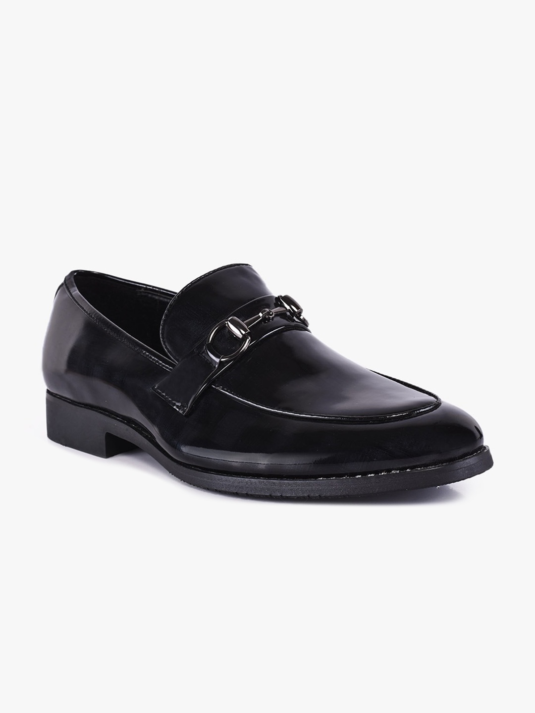 

BuckleUp Men Black Solid Leather Formal Loafers Shoes