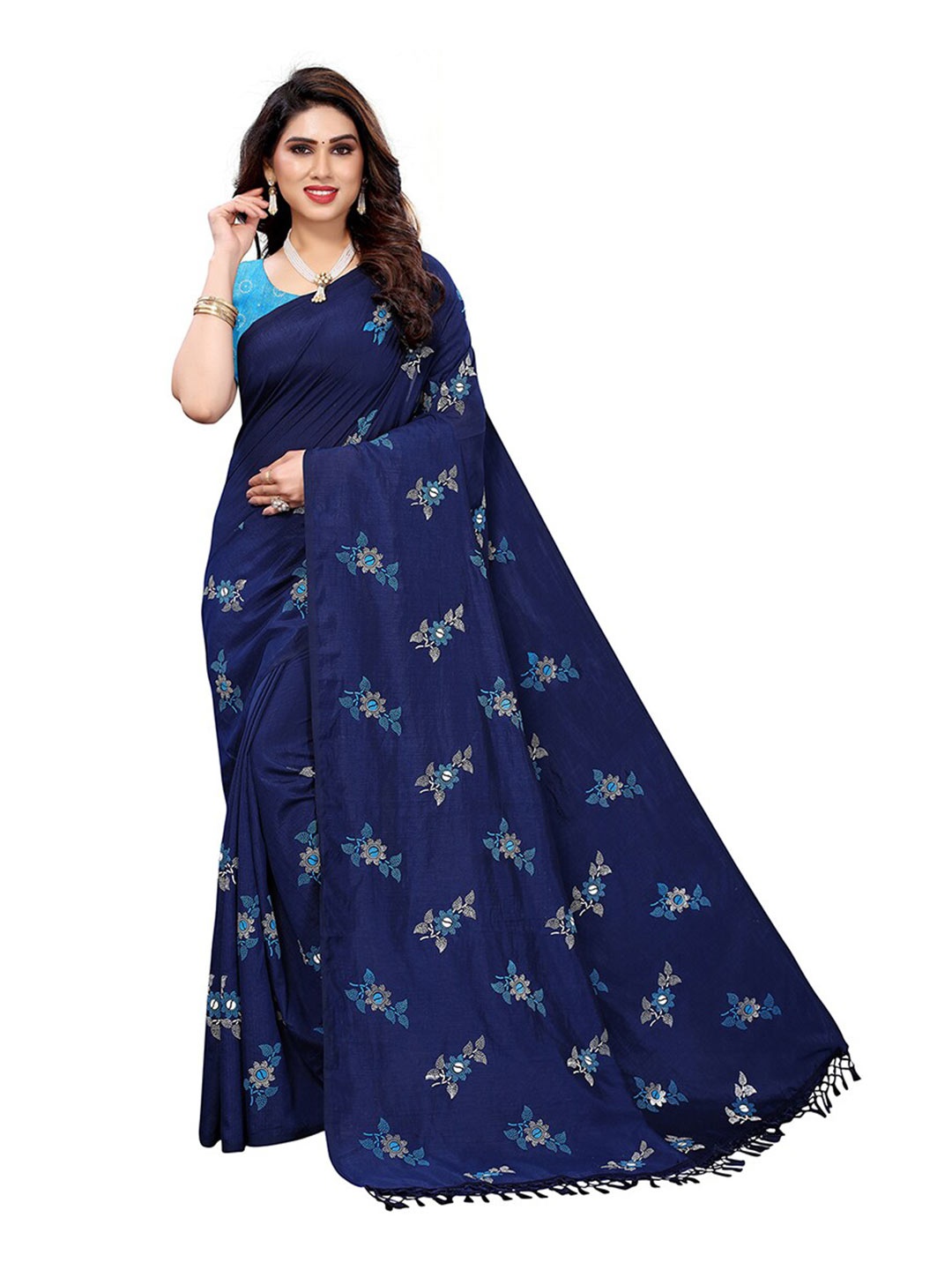 

Pisara Blue Floral Silk Cotton Saree