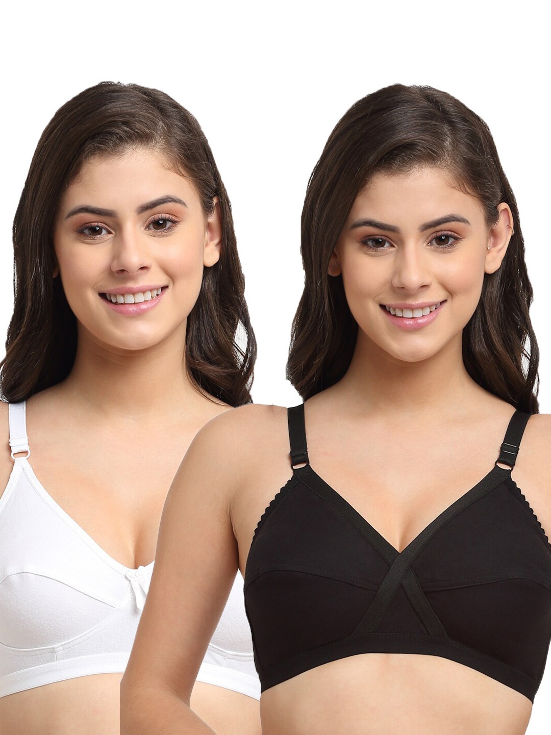 

Friskers Pack Of 2 Black & White Non Padded Bra