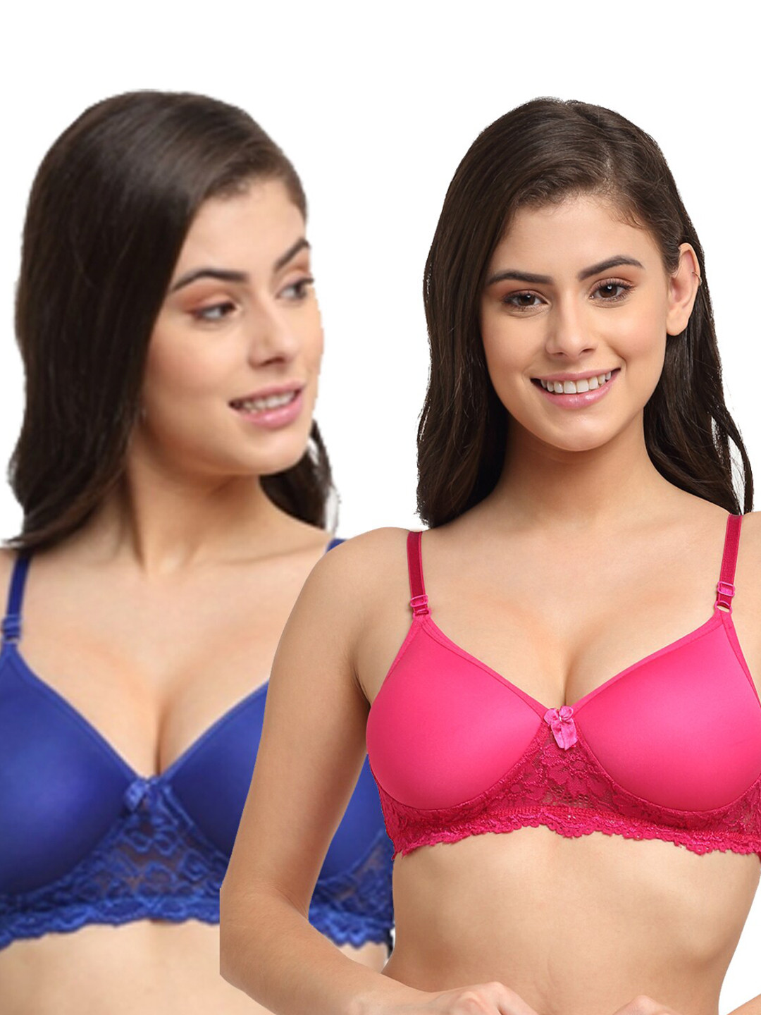 

Friskers Pack of 2 Blue & Pink Bra Lightly Padded