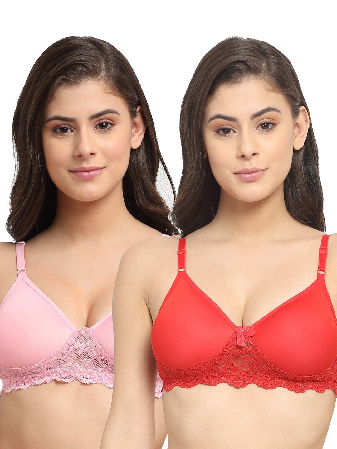 

Friskers Pack of 2 Red & Pink Bra Lightly Padded