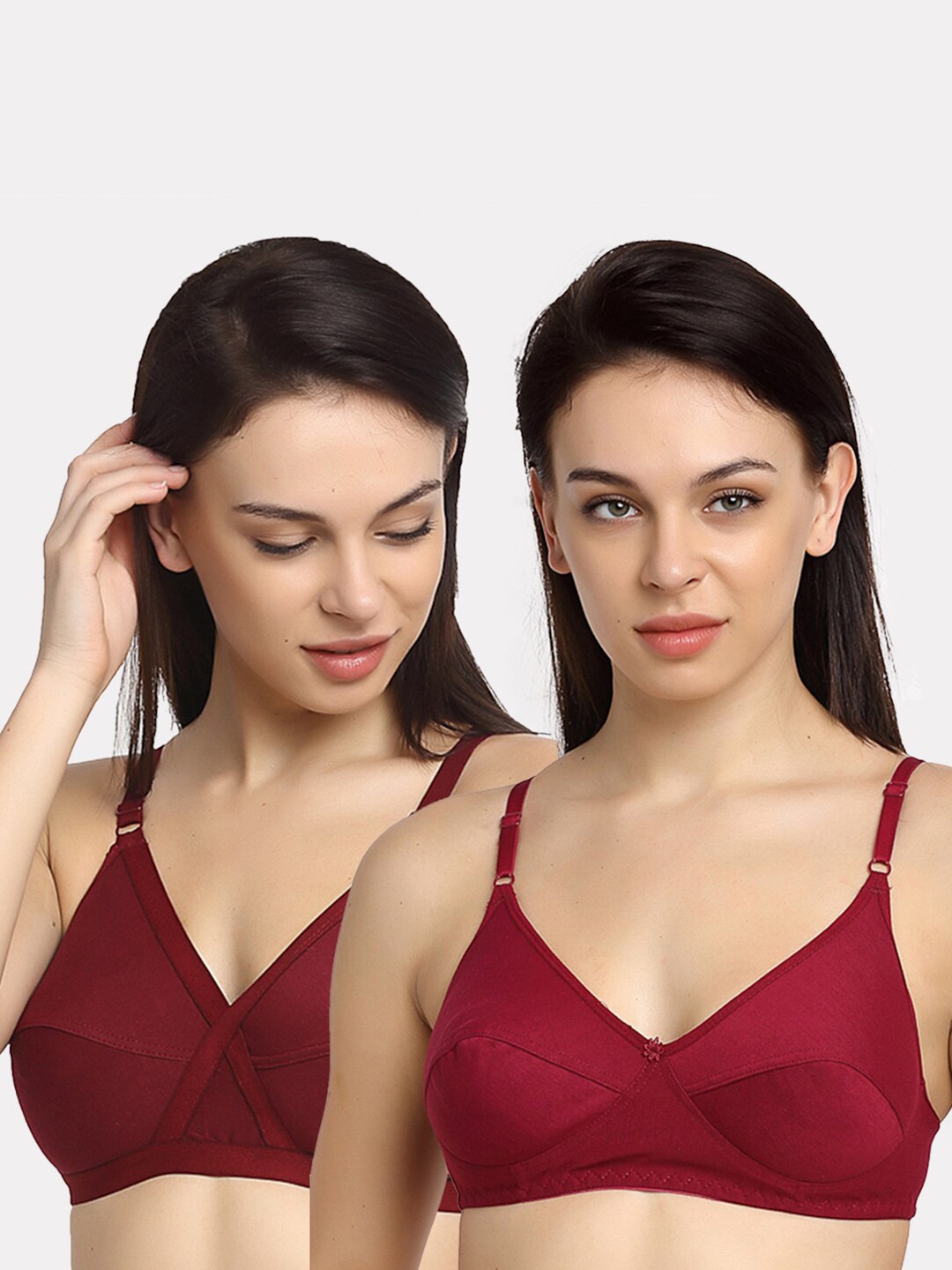 

Friskers Pack Of 2 Non Padded Bra, Maroon