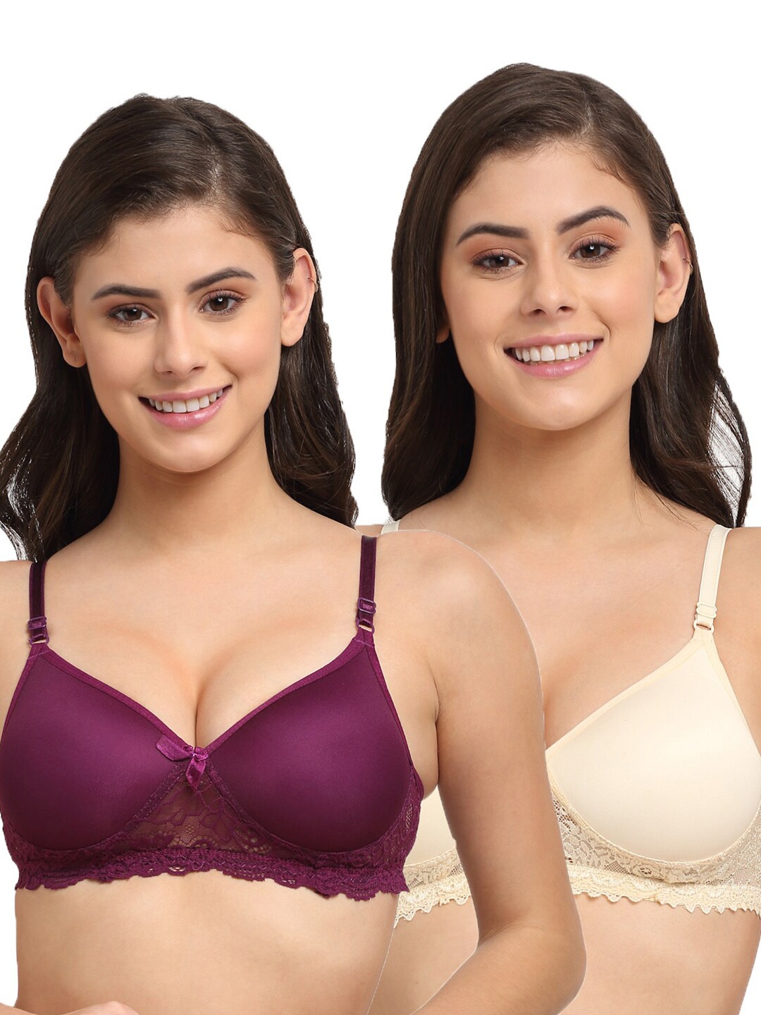 

Friskers Beige & Purple Pack of 2 Push-Up Lightly Padded Bra