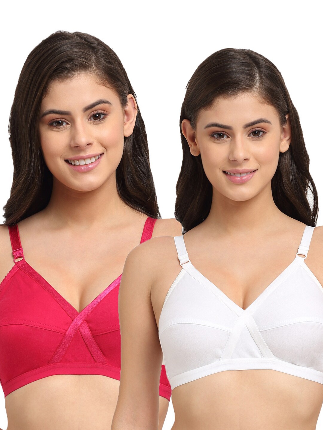 

Friskers Pack of 2 White & Magenta Bra Non Padded