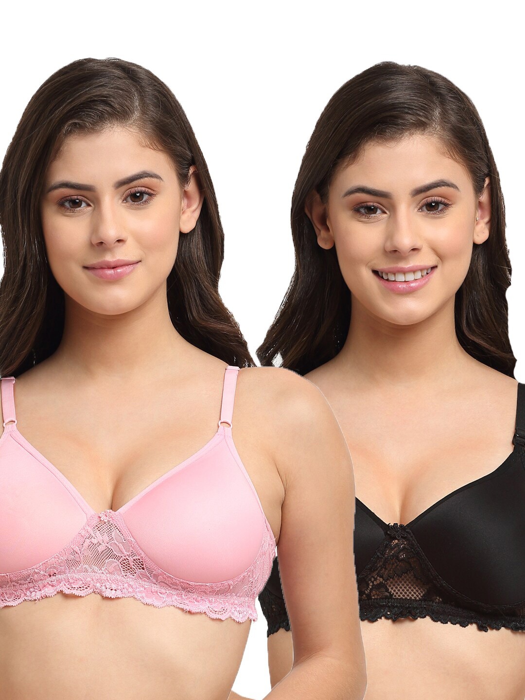 

Friskers Set of 2 Black & Pink Bra Lightly Padded