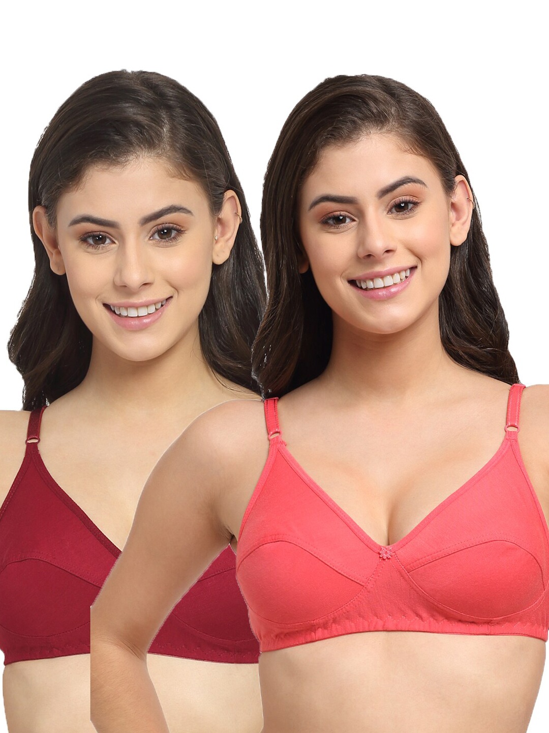 

Friskers Pack Of 2 Orange & Maroon Everyday Bra