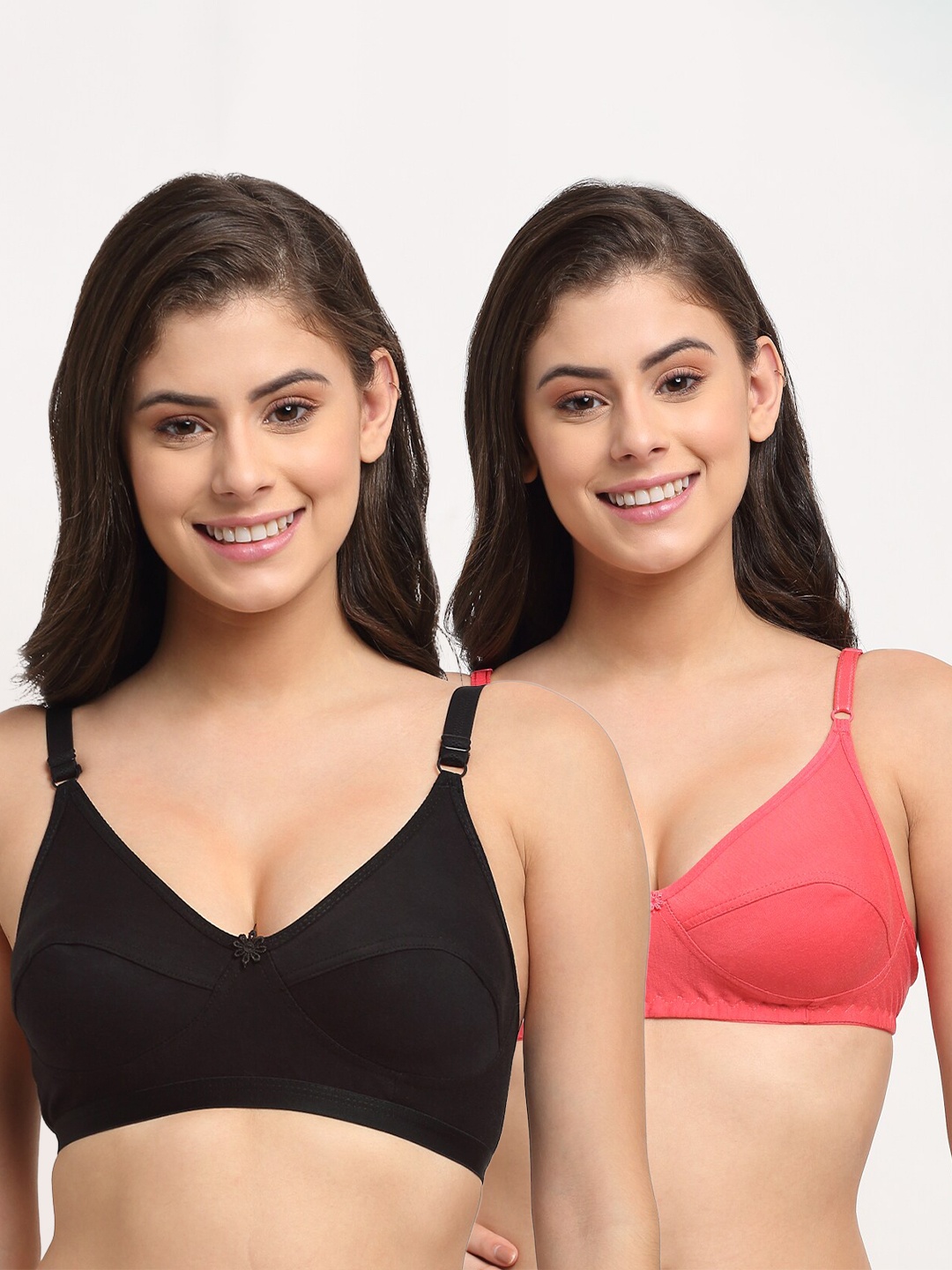 

Friskers Set of 2 Non Padded Premium Cotton Bra, Pink