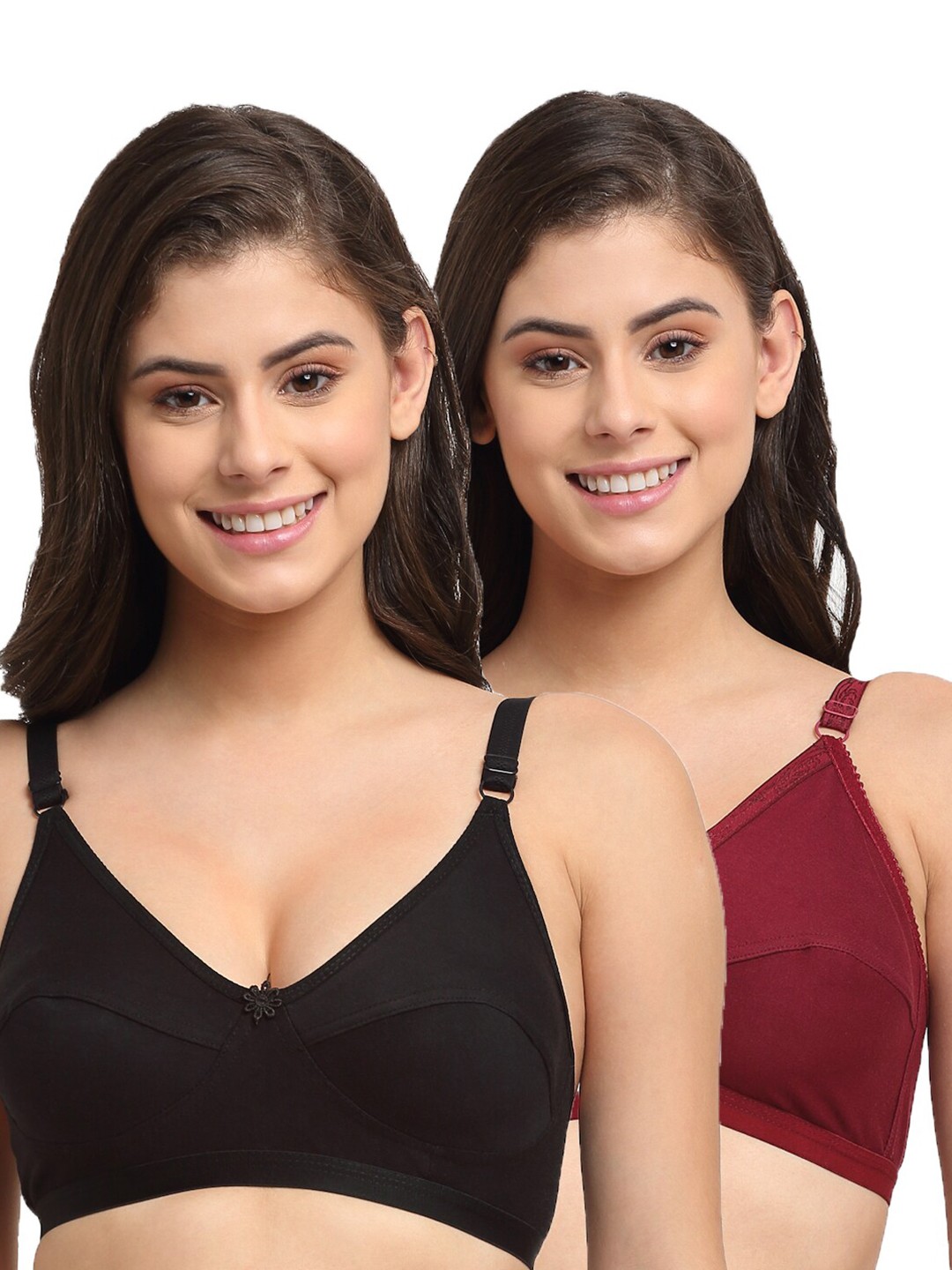 

Friskers Women Set Of 2 Premium Cotton Bra, Maroon