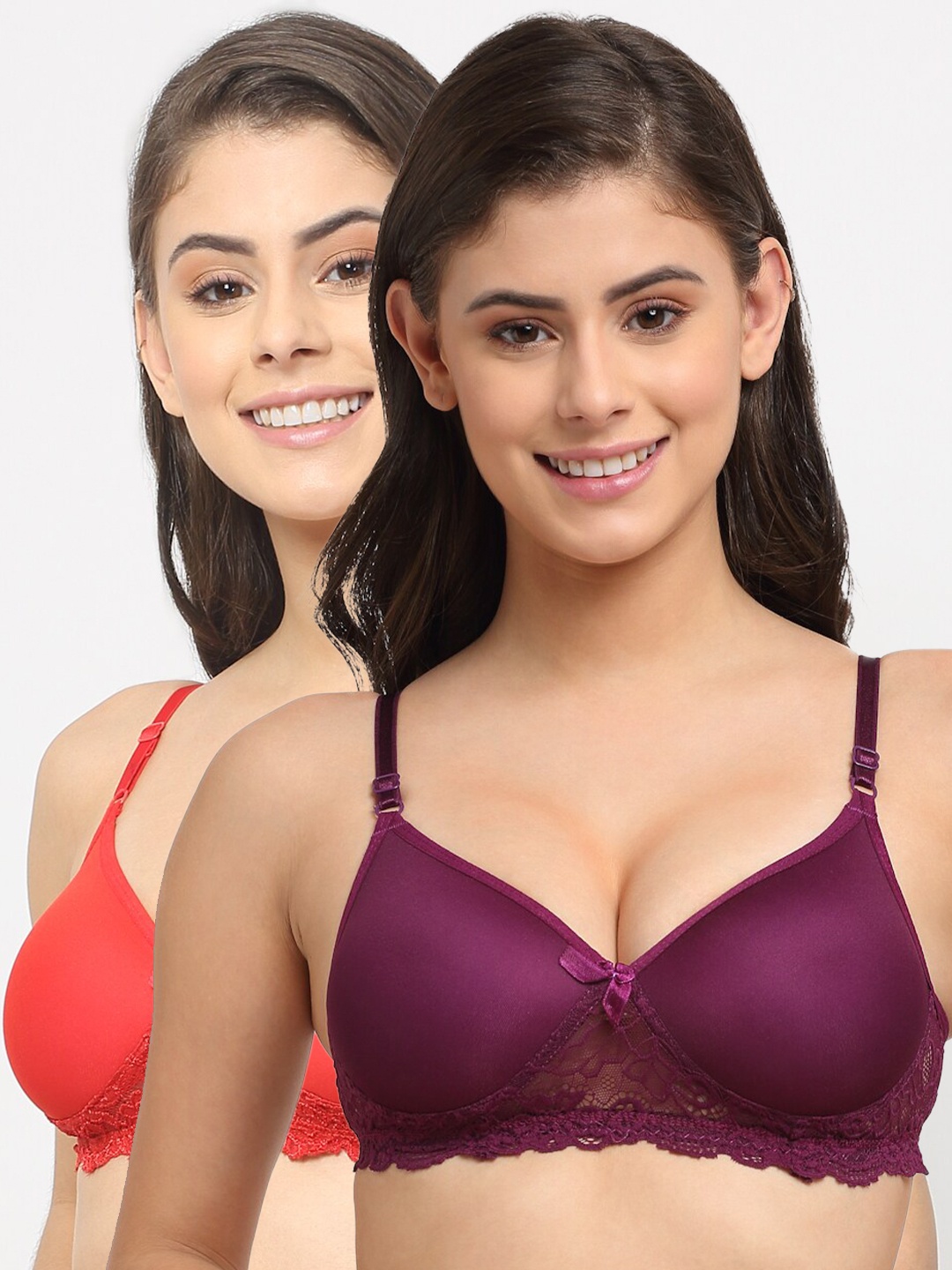 

Friskers Pack of 2 Lightly Padded Bras OD-315-03-315-16-30, Red