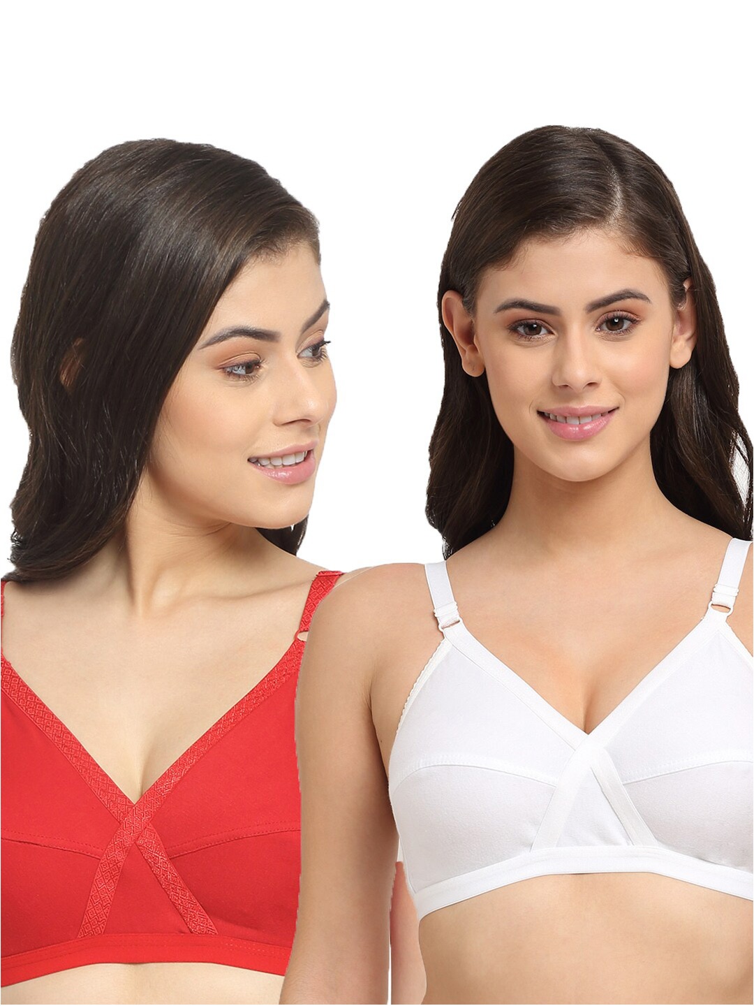 

Friskers Pack of 2 White & Red Bra Non Padded