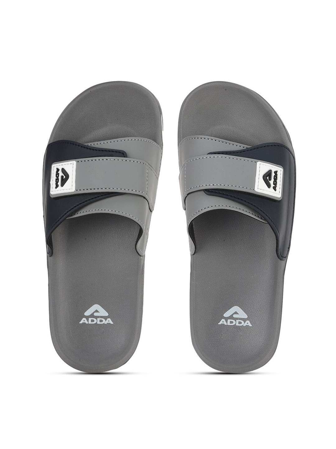 

Adda Men Grey & Black Printed Sliders