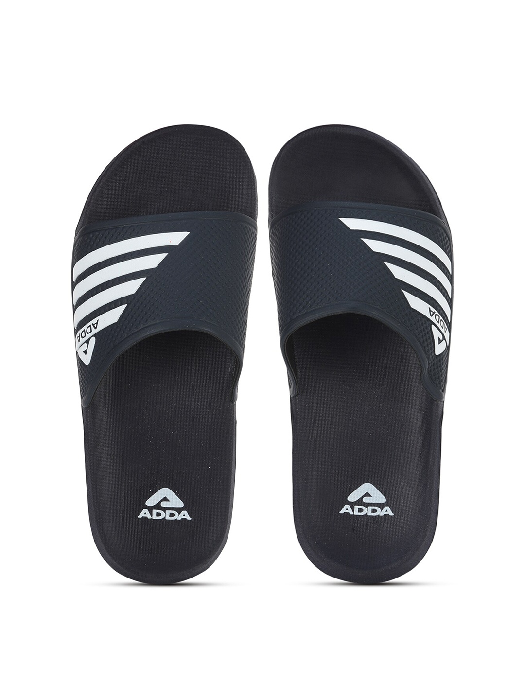 

Adda Men Navy Blue & White Striped Rubber Sliders