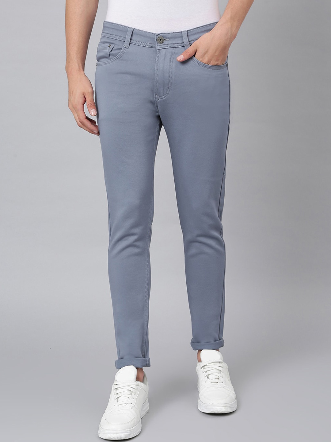 

Code 61 Men Grey Skinny Fit Low-Rise Stretchable Jeans