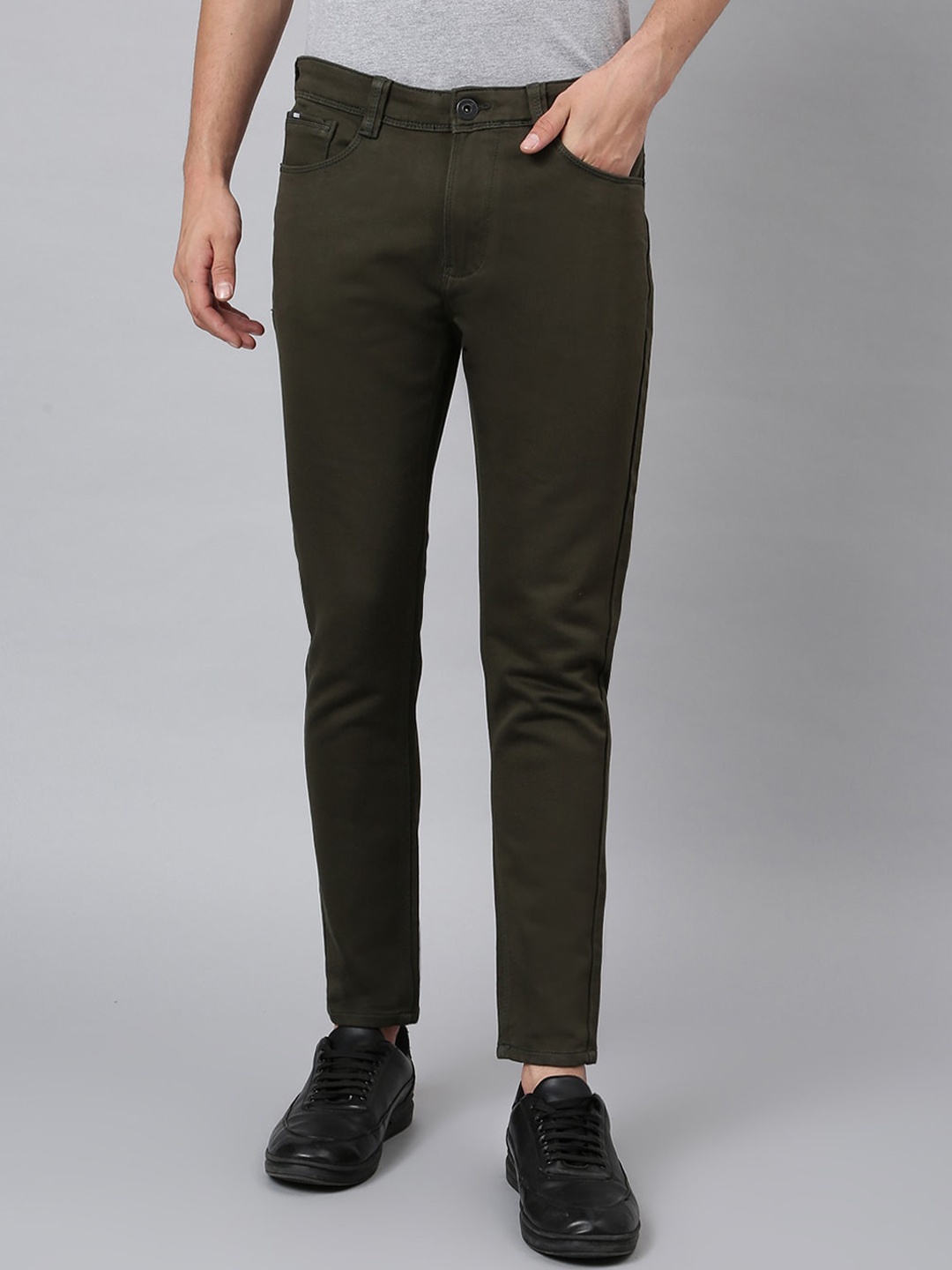 

Code 61 Men Olive Green Skinny Fit Low-Rise Stretchable Jeans