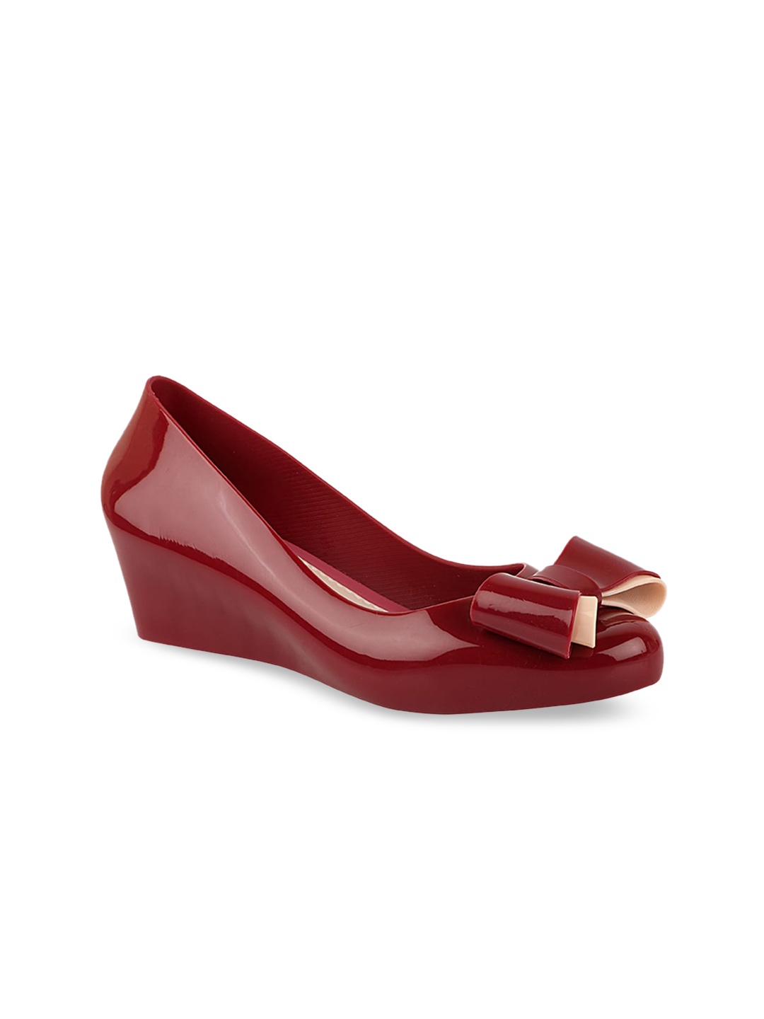 

Shoetopia Maroon Wedge Heels with Bows