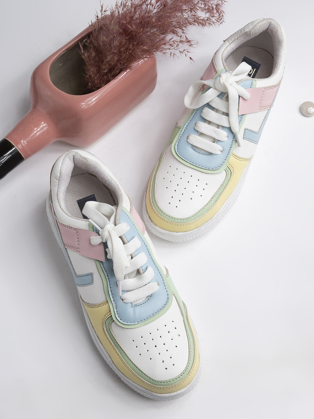 

Shoetopia Women White Perforations Sneakers