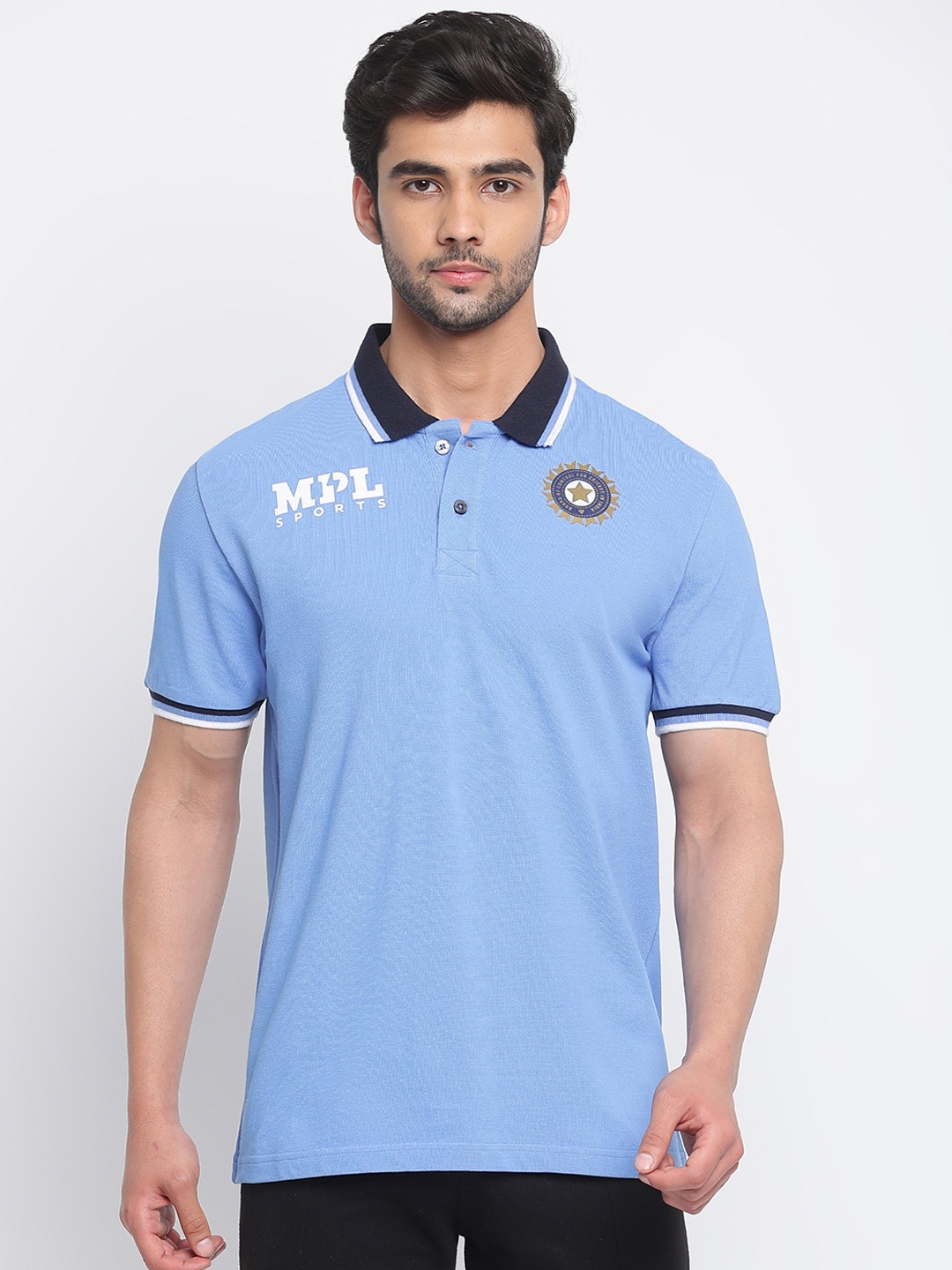 

MPL SPORTS Men Blue Polo Collar T-shirt