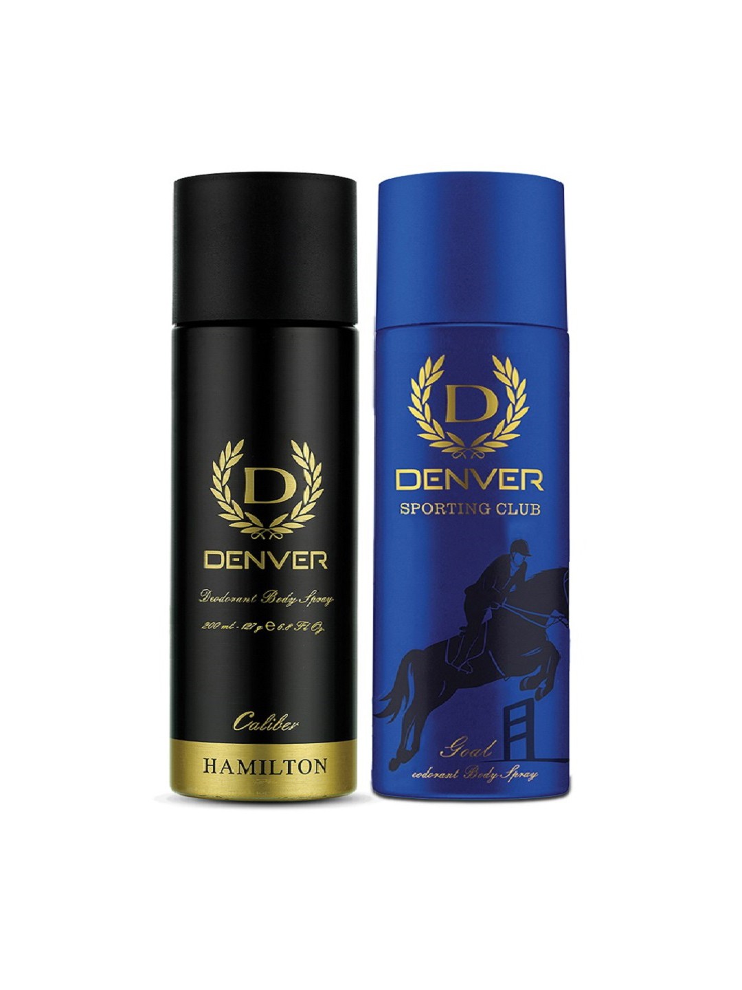 

Denver Men Set of Caliber & Goal Deodorant Body Spray 200 ml each, Black