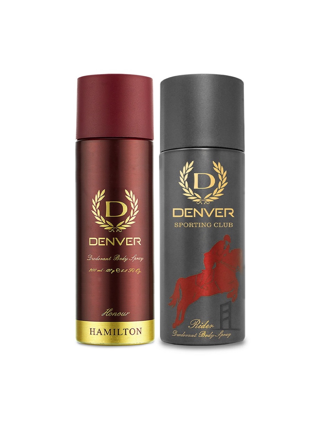 

Denver Men Set of Honour & Rider Deodorant Body Spray 200 ml each, Grey
