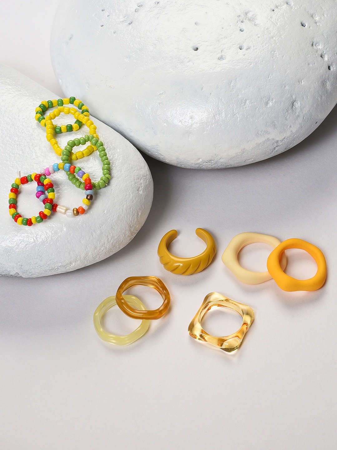 

SOHI Set of 11 Trendy Designer Rings, Yellow
