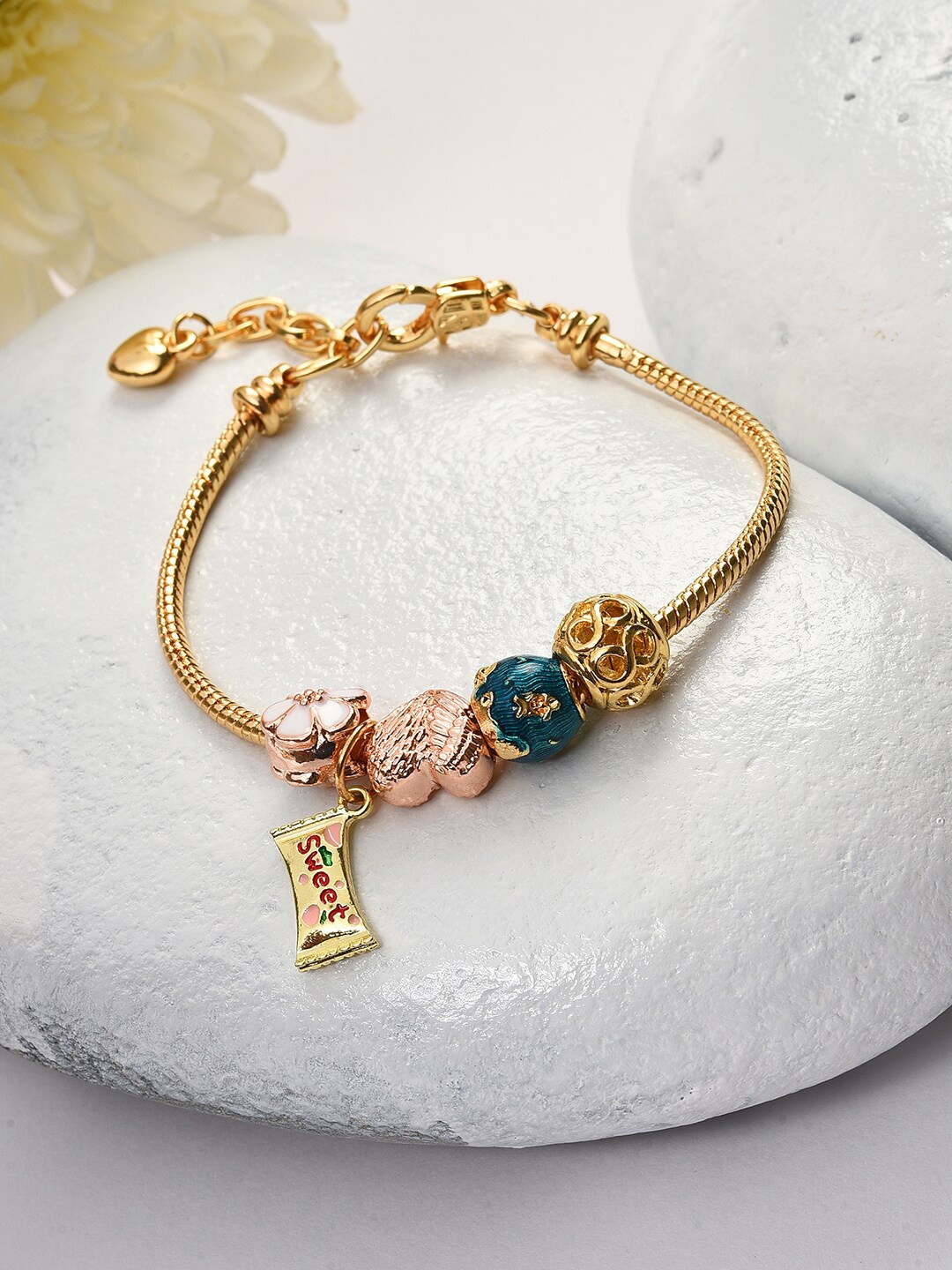 

SOHI Women Gold-Plated & Green Cuff Bracelet