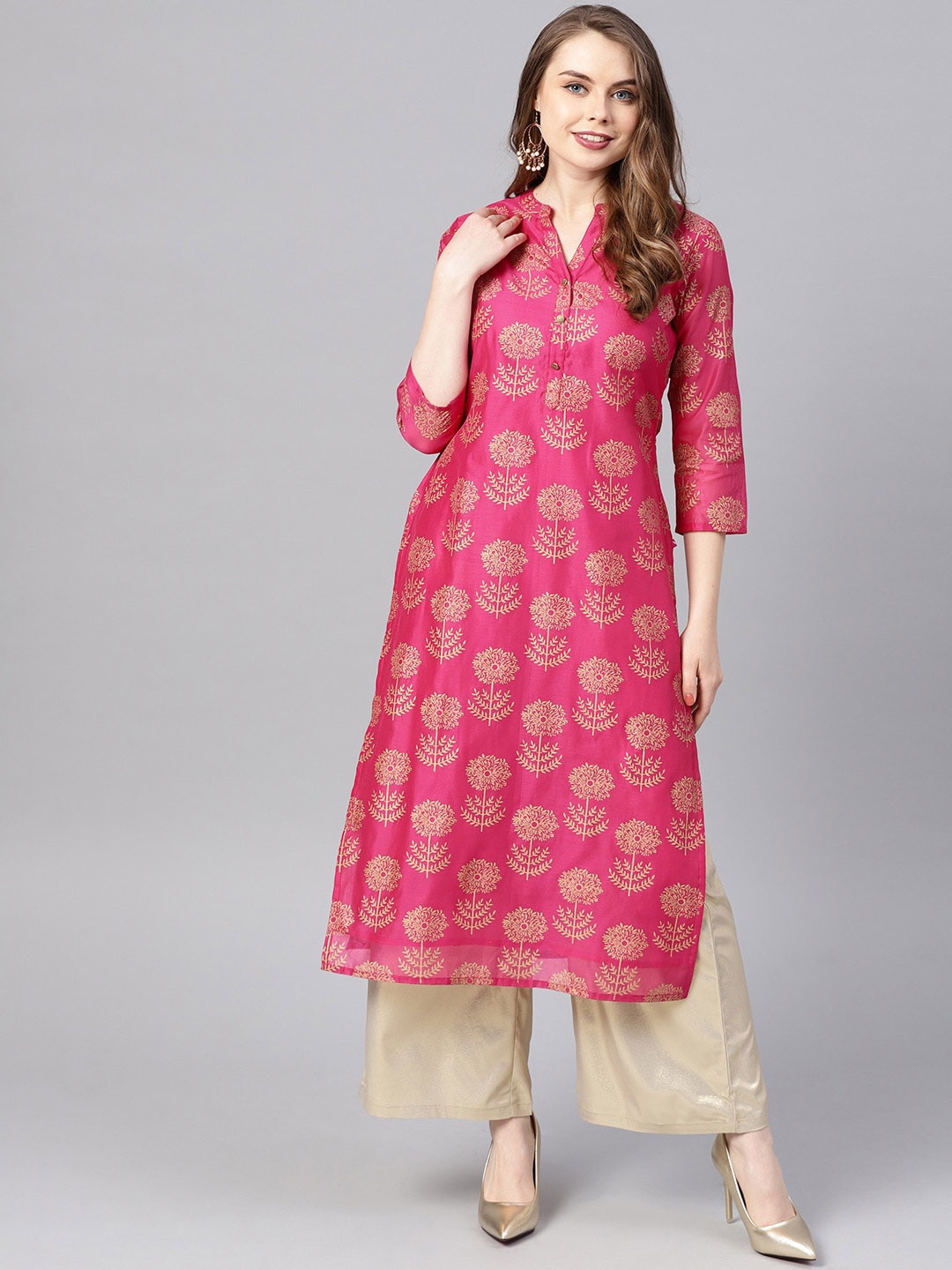 

Varanga Women Fuchsia Floral Printed Kurta