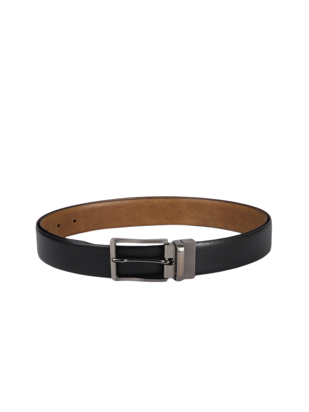 

Peter England Men Black Textured Leather Formal Belt