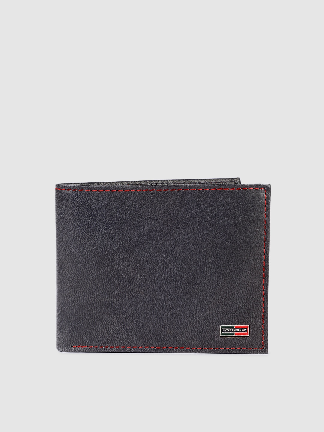 

Peter England Men Black Textured Leather Two Fold Wallet