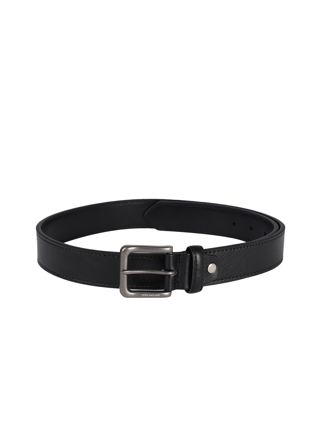 

Peter England Men Black Textured Leather Formal Belt
