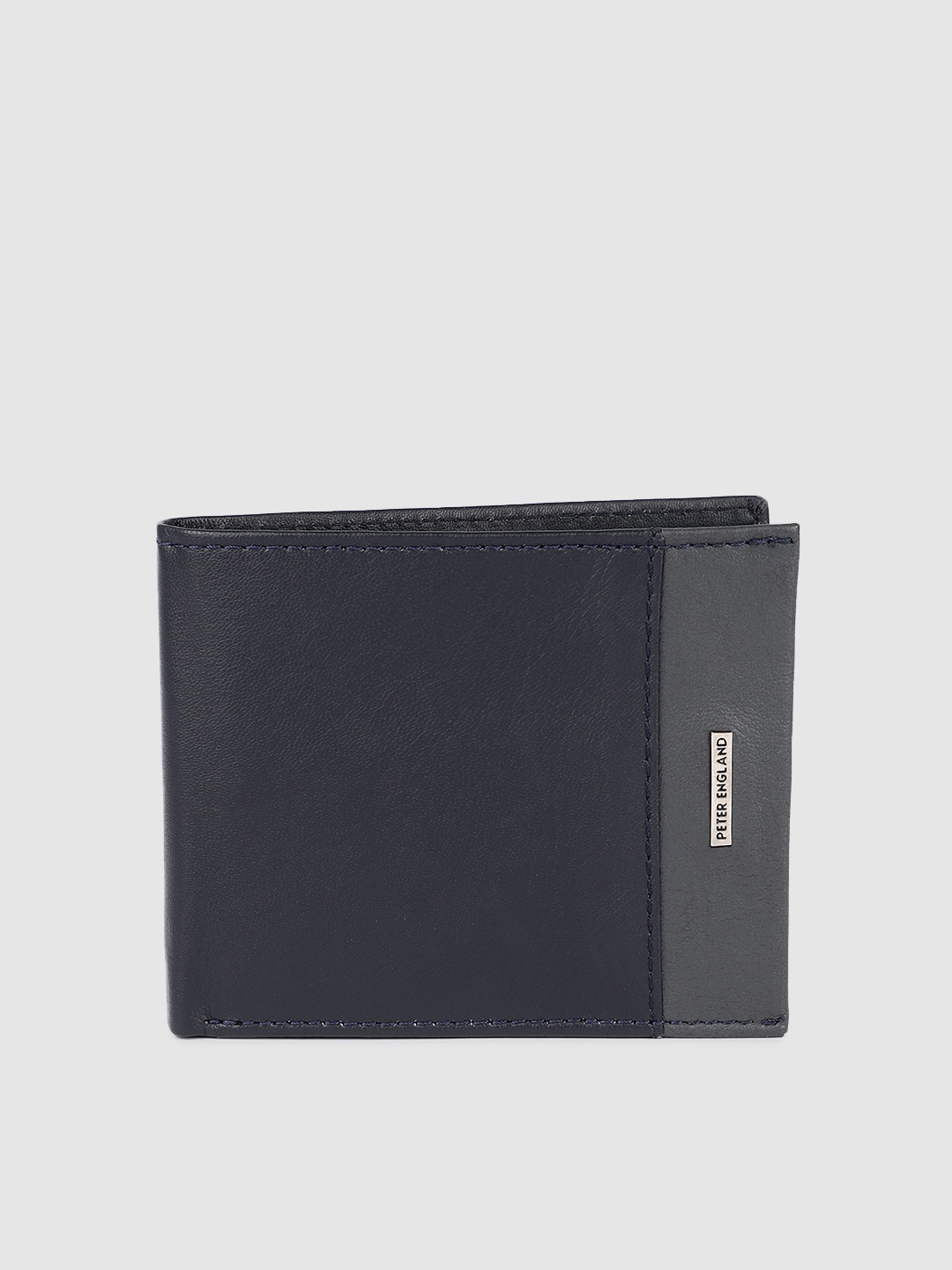 

Peter England Men Navy Blue Leather Two Fold Wallet