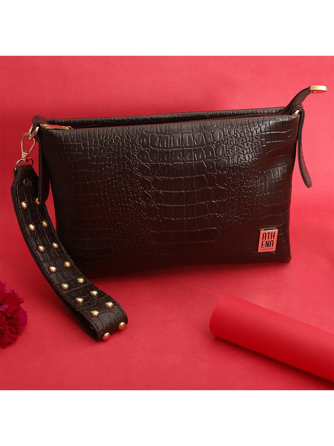 

Athena Brown Textured Purse Clutch