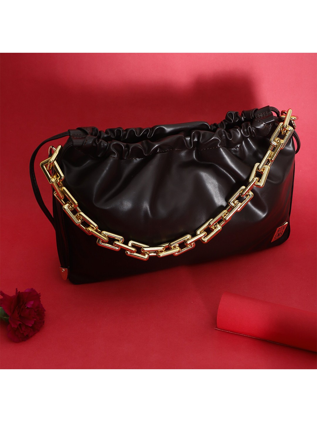 

Athena Brown Leather Bucket Shoulder Bag