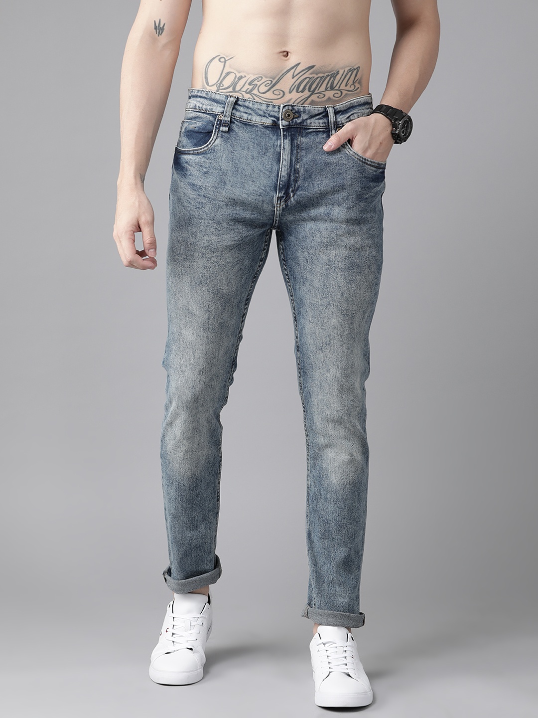 

Roadster Men Blue Skinny Fit Light Fade Acid Wash Stretchable Jeans
