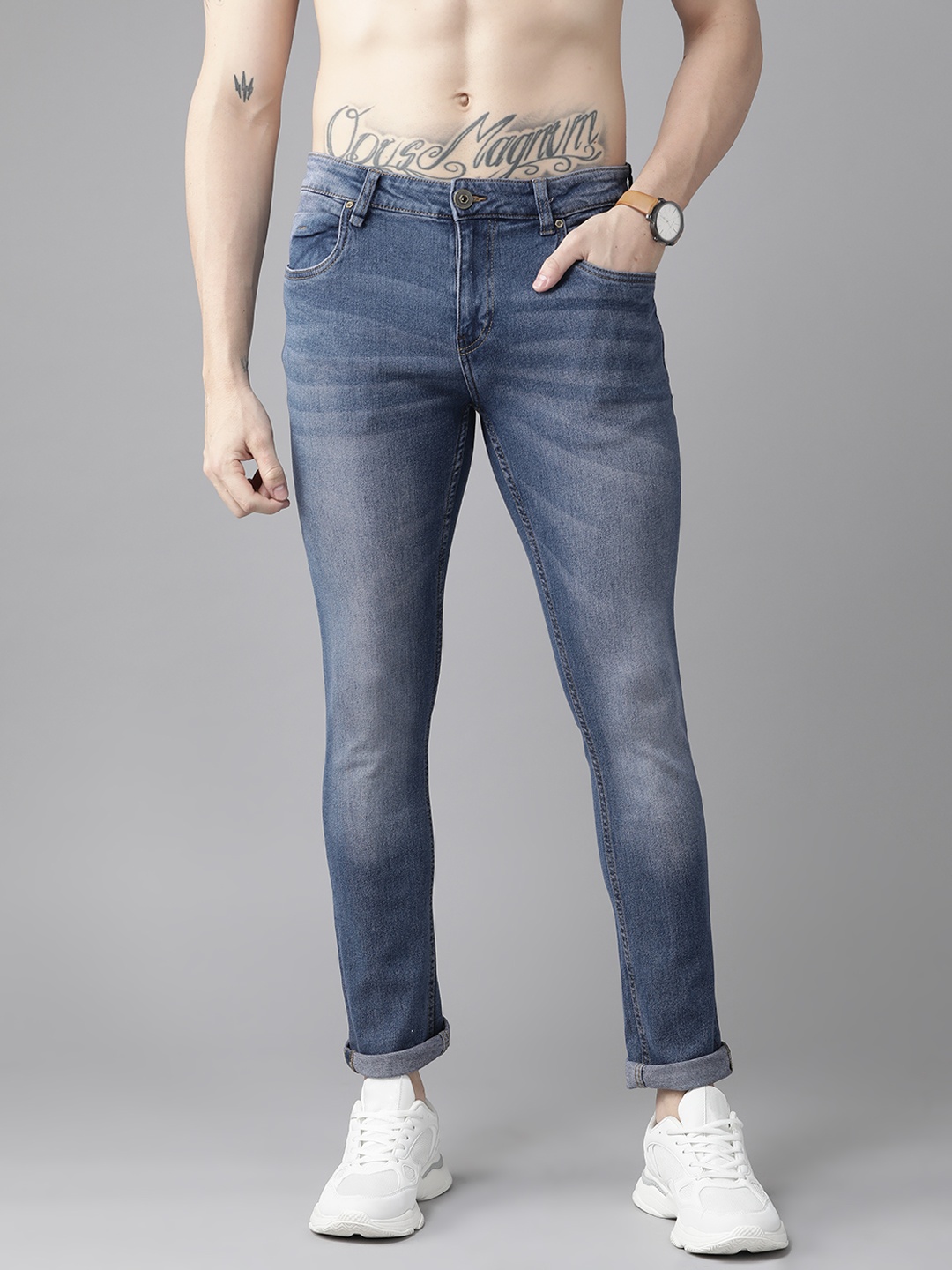 

Roadster Men Navy Blue Skinny Fit Light Fade Stretchable Jeans