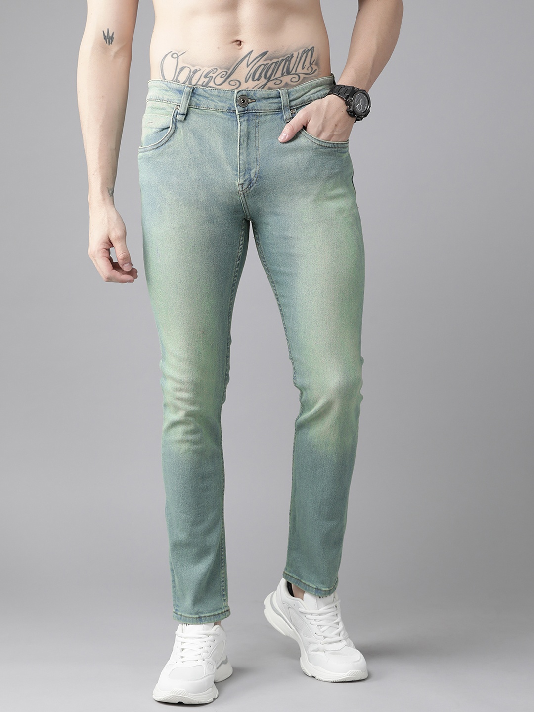 

Roadster Men Green Skinny Fit Light Fade Stretchable Jeans