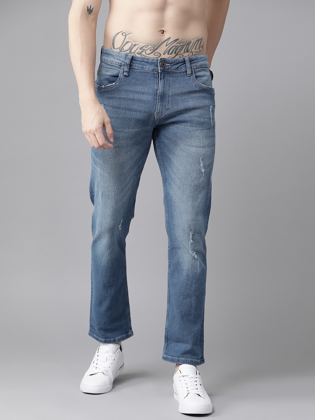 

Roadster Men Blue Slim Fit Low Distress Light Fade Stretchable Jeans
