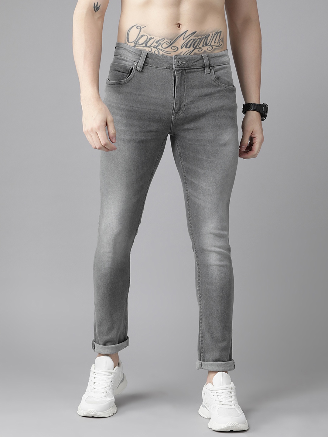 

Roadster Men Grey Skinny Fit Light Fade Stretchable Jeans