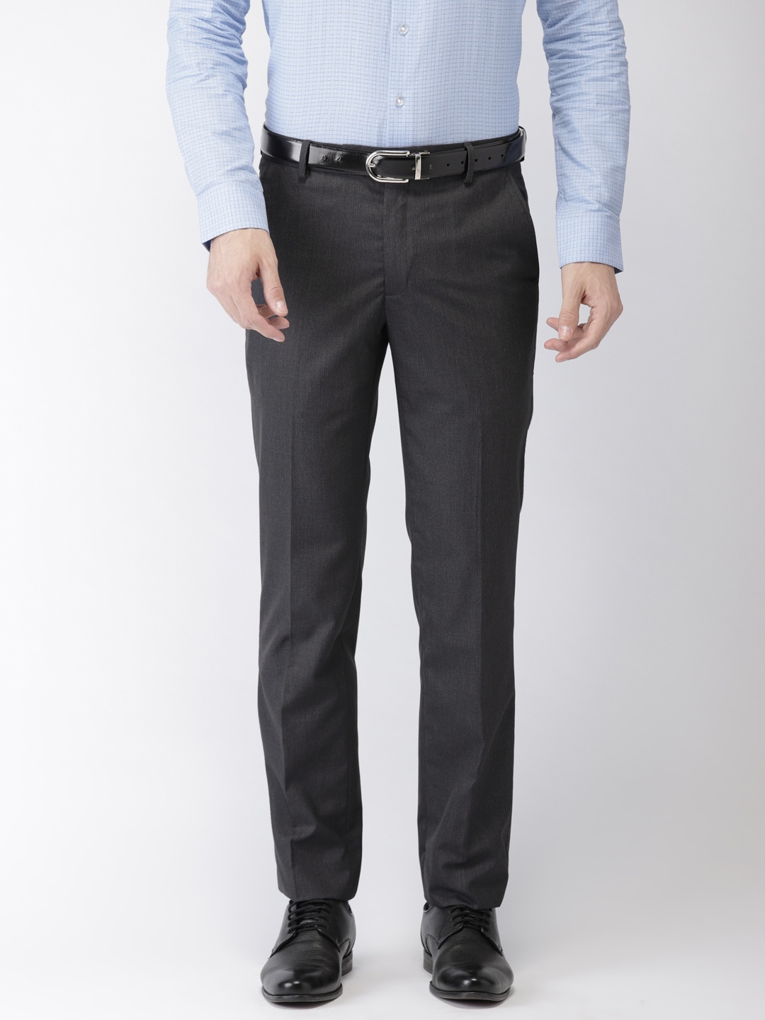 

Black coffee Men Charcoal Grey Formal Trousers