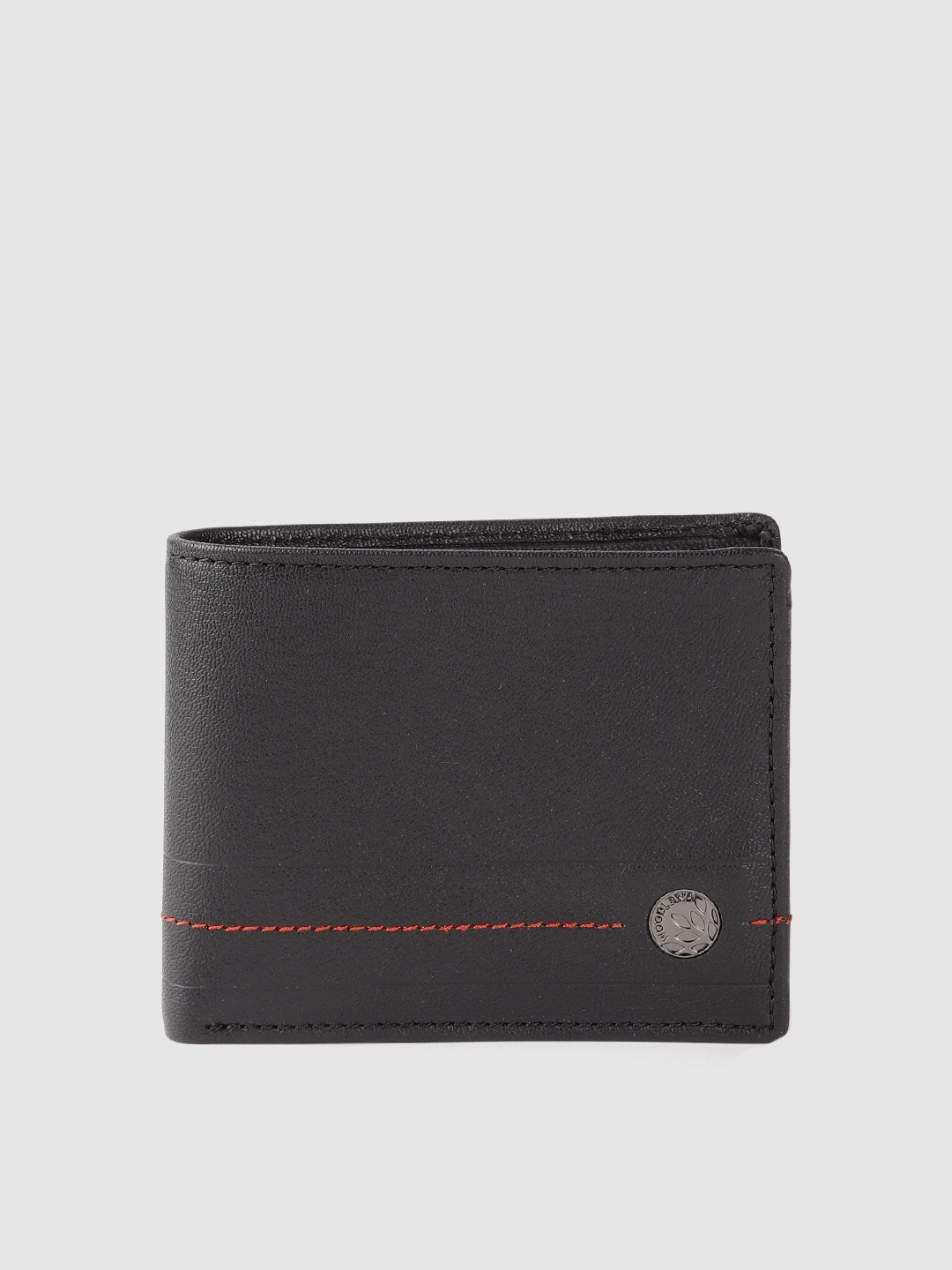 

Woodland Men Black Solid Leather Two Fold Wallet