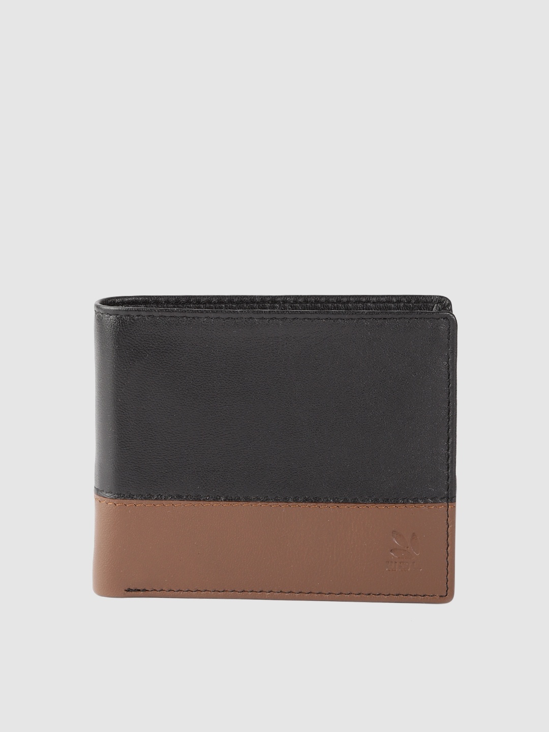 

Woodland Men Black & Brown Colourblocked Leather Two Fold Wallet