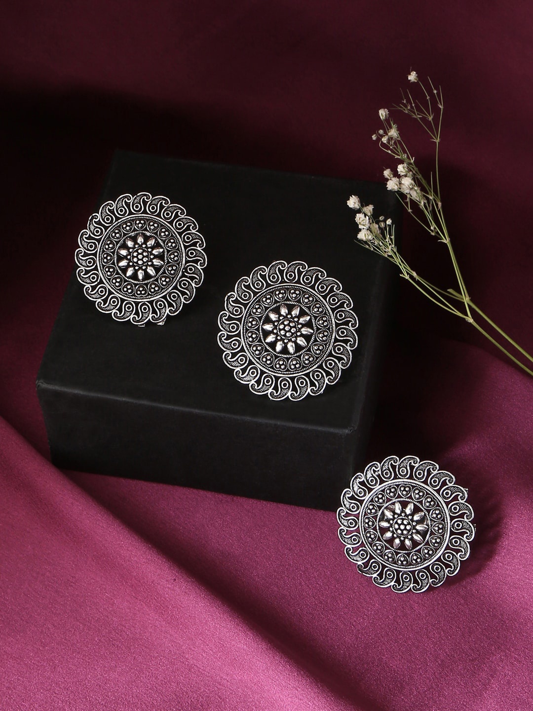 

VIRAASI Silver-Toned Oxidised Jewellery Set