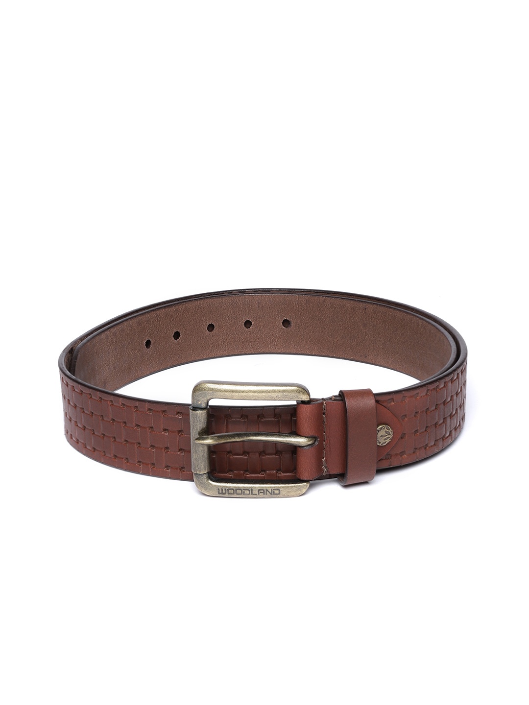 

Woodland Men Brown Basketweave Texture Leather Belt