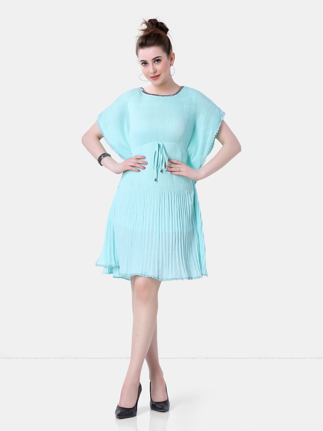 

POPLINS Turquoise Blue Georgette Kaftan Dress