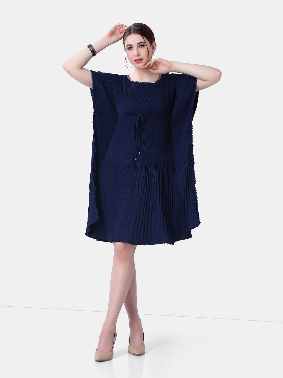 

POPLINS Women Navy Blue Georgette Kaftan Dress
