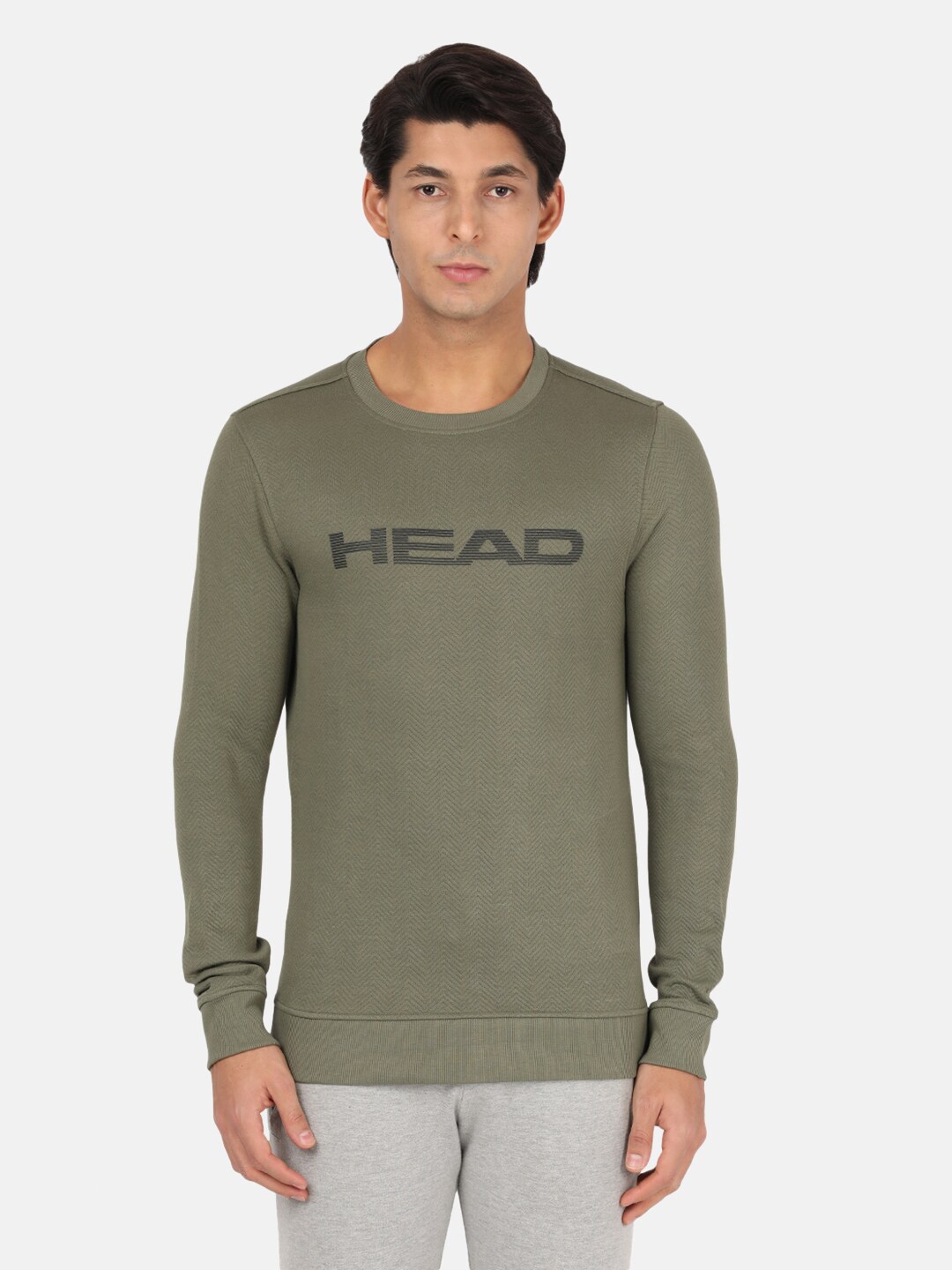 

Head Men Olive Green Printed Sports Sweatshirt